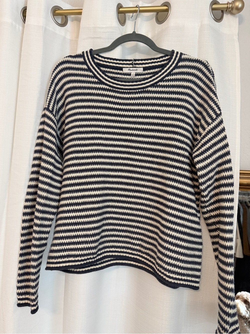 Madewell Navy and White Striped Knit Sweater